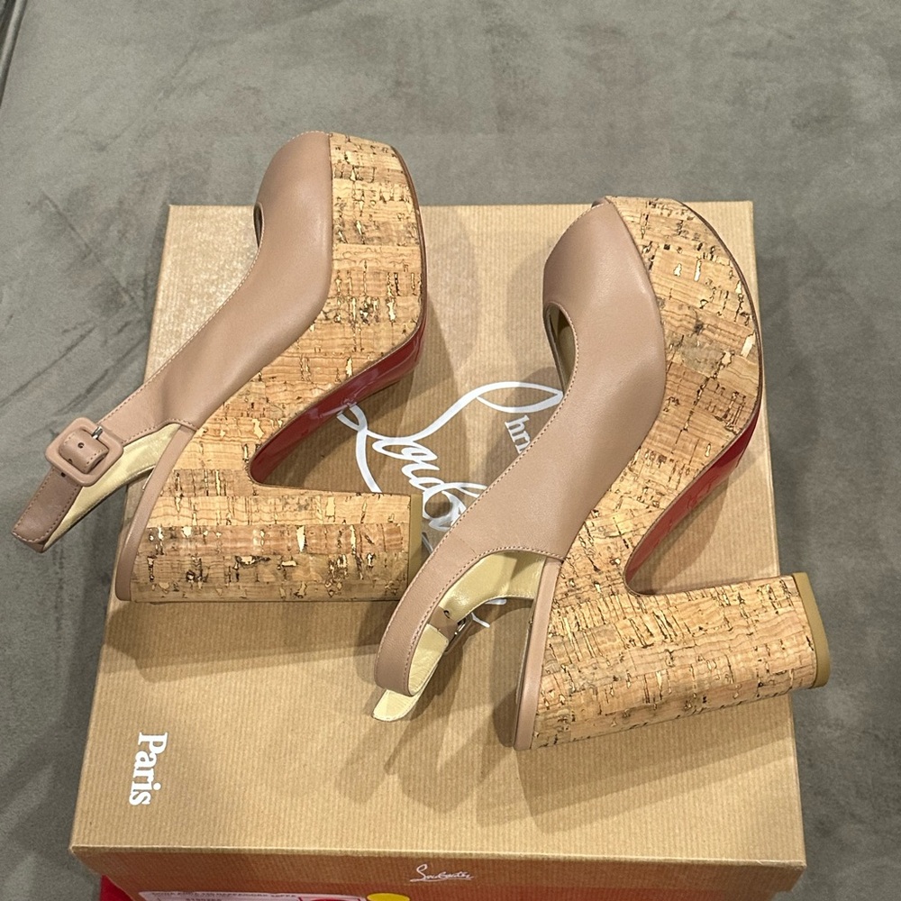 Christian Louboutin Dona Anna 120 Nappa/Cork Zeppa